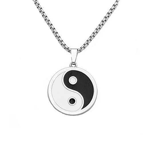 Yifnny Yin Yang Collier, Acier Inoxydable Yin Yang Taichi BFF Couples Pendentif Collier Assorti Puzzle Meilleur Ami Collier Yin Yang Lien Chaîne Collier pour...