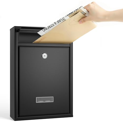 Image of Dayacoco Post Box Wall Mounted Waterproof, 32x21.5x8.5cm Lockable letter box with 2 Keys, Durable Steel Mailbox with Powder-Coated Finish for Secure Mail Storage Outside Door