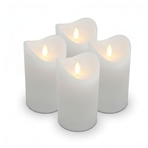 ToCi LED ljus set vit med 4 flamfria ljus i äkta ljus med rörlig flamma och timer