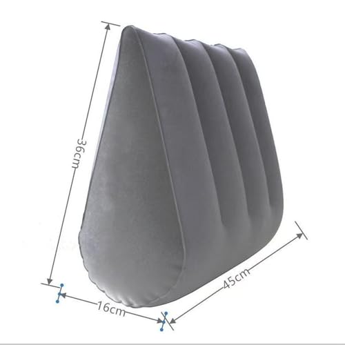 Image of Blow up Cushion Wedge Pillow Compact Lightweight Multipurpose Triangle Shape Grey