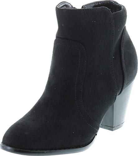 Breckelle's Women's HEATHER-34 Faux Suede Chunky Heel Ankle Booties