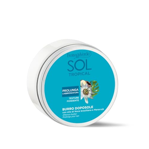 Bottega Verde - SOL Tropical, Burro Doposole Corpo, 200 ml, Nutre e Intensifica l’Abbronzatura, con Olio di Noce Brasiliana, Maracuja e Burro di Karitè, Formula Nutriente e Setificante