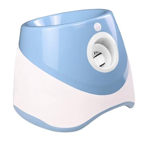 犬ボール投げランチャー、小型犬および中型犬用プラスチック犬自動ボール、犬自動ボールインタラクティブペット投げ機屋外屋内用投げゲーム (マッチ6ボール,ブルー)