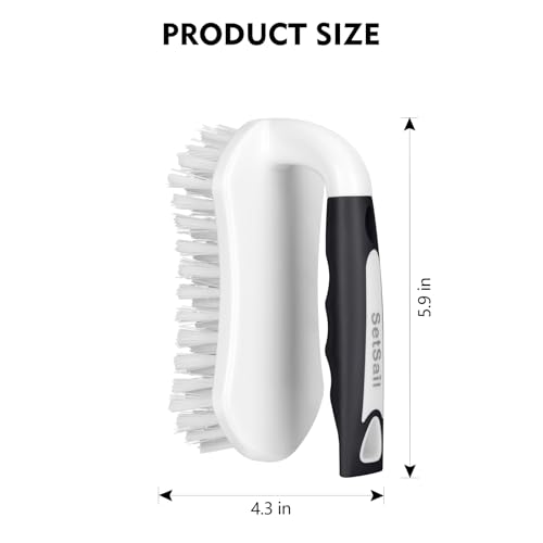 SetSail Scrub Brush, Heavy-Duty Scrub Brushes for Cleaning with Stiff Bristles Cleaning Brush for Shower, Bathroom, Carpet, Kitchen and Bathtub Scrubber - 3 Pack (Black White)