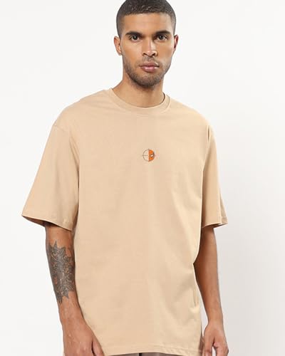 Image of Bewakoof Men's Cotton Graphic Print Oversized Fit Half Sleeve Round Neck T-Shirt | Casual Wear | Street Wear | Oversized t Shirt for Men Cotton | Baggy