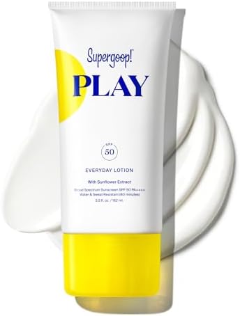 Supergoop! PLAY Everyday Lotion SPF 50 - Broad Spectrum Body & Face Sunscreen for Sensitive Skin - Great for Active Days - Fast Absorbing, Water & Sweat Resistant - 5.5 fl oz