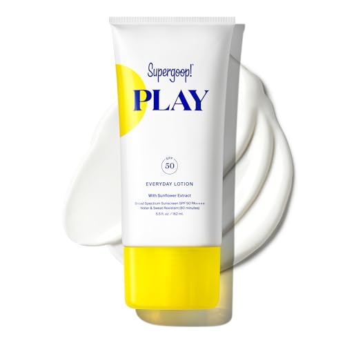 Supergoop! PLAY Everyday Lotion SPF 50 – Broad Spectrum Body & Face Sunscreen for Sensitive Skin – Great for Active Days – Fast Absorbing, Water & Sweat Resistant – 5.5 fl oz