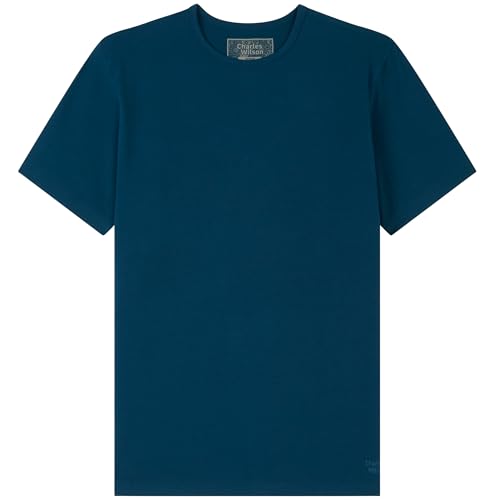 Charles Wilson Paquete 2 Camisetas Elásticas Elastano Cuello Redondo (M, Poseidon Blue (0524))