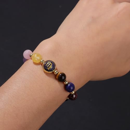 GolbalJew Zodiac Bracelets for Women 12 Constellations Healing Crystal Stone Beads Bracelet Birthday Zodiac Gifts Horoscope Spiritual Bracelet4