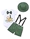 FYMNSI Baby Jungen 1. Erster Geburtstag Outfit Kleinkinder Dschungel 1 Jahr Party Safari Wald Fotoshooting Kurzarm Strampler Body Y-R�cken Hosentr�ger Shorts Hut 4tlg Bekleidungsset Gr�n 9-12 Monate