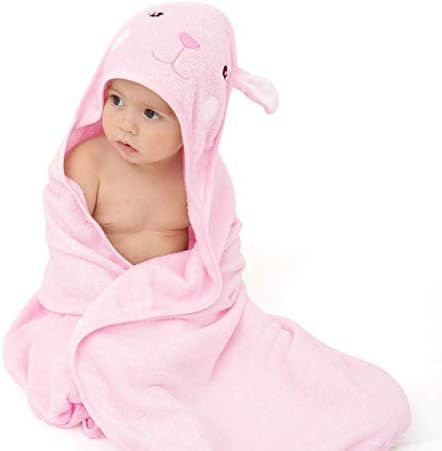 Touchat Bamboo Hooded Baby Towels, Ultra Soft and Hypoallergenic Baby Bath Towels with Hood for Toddler Infant Newborn, Large and Absorbent Toddler Towels for Baby Boy Girl (Rabbit, 35''x35'')