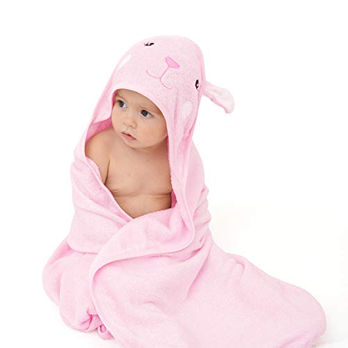 Image of Touchat Bamboo Hooded Baby Towels, Ultra Soft and Hypoallergenic Baby Bath Towels with Hood for Toddler Infant Newborn, Large and Absorbent Toddler Towels for Baby Boy Girl (Rabbit, 35''x35'')