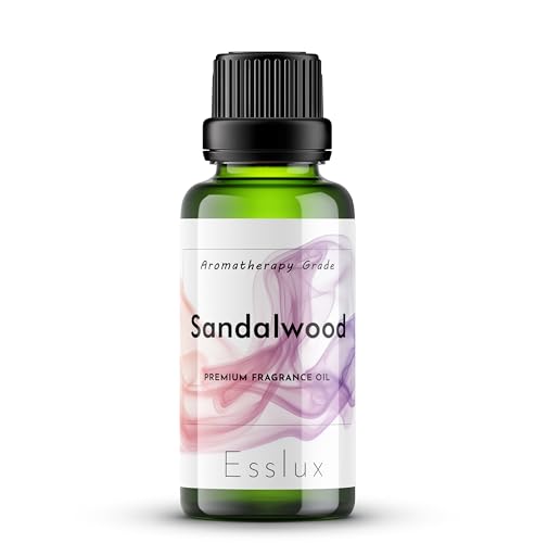 Image of Esslux Sandalwood Fragrance Oil for Diffuser & DIY - Warm, Woody Aroma for Candles, Soaps, Perfumes & Home Scents - Long-Lasting & Luxurious, 15 ML