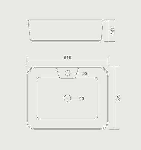 Image of IVOC Ceramic Wash Basin Countertop Tabletop Bathroom Sink Wash Basin (20 x 15.5 x 5.5 INCH) MONSTAR 2035