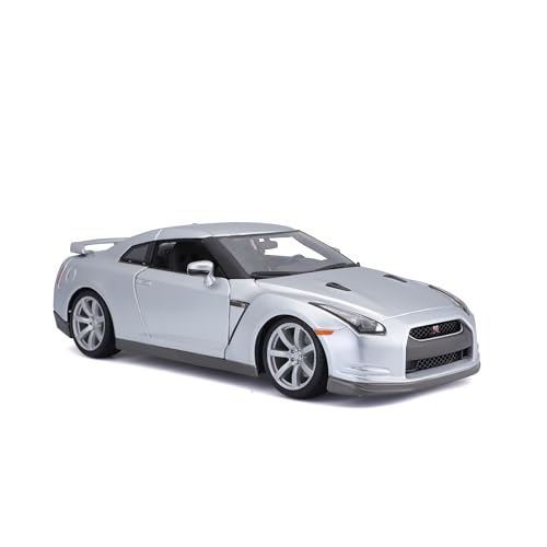 Modelo Nissan GT-R R35 2009 a escala 1:18 plateado miniatura 5