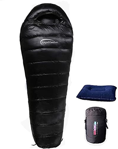 Fengzel Outdoor 寝袋 マミー型1000-2000g高級ダウン詰め 多色 連結可能 アウトドア 自宅 防災用 保温性高い シュラフ