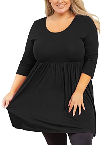 AusLook Plus Size Tunic for Women 3/4 Sleeve Crewneck Tops Flowy Blouse Babydoll Maternity Shirts M-5X