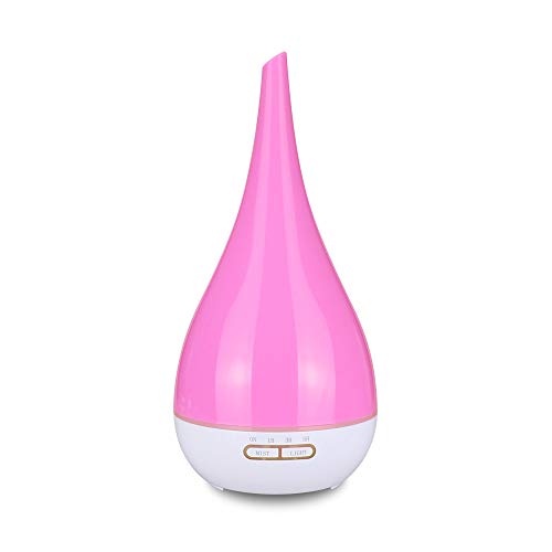 Newkbo - Difusor de aromaterapia 350 ml para aceites esenciales, humidificador de aceite de aroma, difusor ultrasónico de grano de madera, apagado automático sin agua, luz 7 colores, color rosa