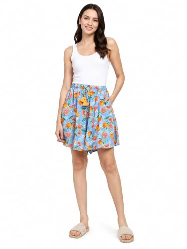 Image of B STORIES Women's Viscose Printed Lounge Culotte Shorts (Pack of 2)