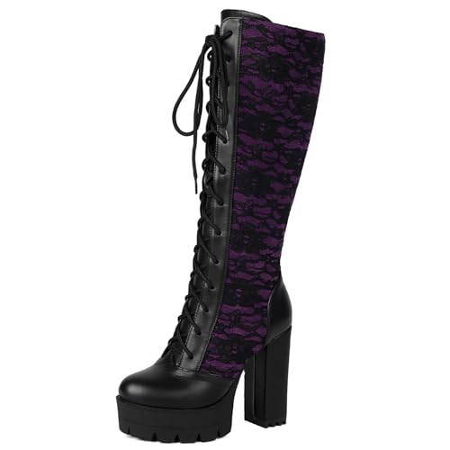 [Galindopia] j[nCu[c ubNq[ SVbNEBb`RXv [XAbv obNfUC p[eB[V[Y Botas para Mujer Purple Size 44