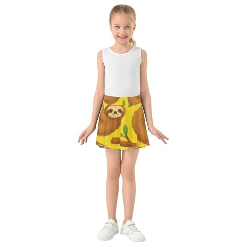 Joisal Cute Sloths Tree Branches Yellow Tennis Skirts Toddler Dance Athletic Shorts for Girls Skorts Flowy Skort 4t3