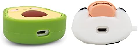 Mouzor Cute Avocado Airpods Case, Boba Tea Cow Airpods 2 Case, 2 PACK, Funny 3D Cartoon Soft Silicone Full Protection Charging Cases Cover with Carabiner for Airpods 1st Generation, 2nd Generation