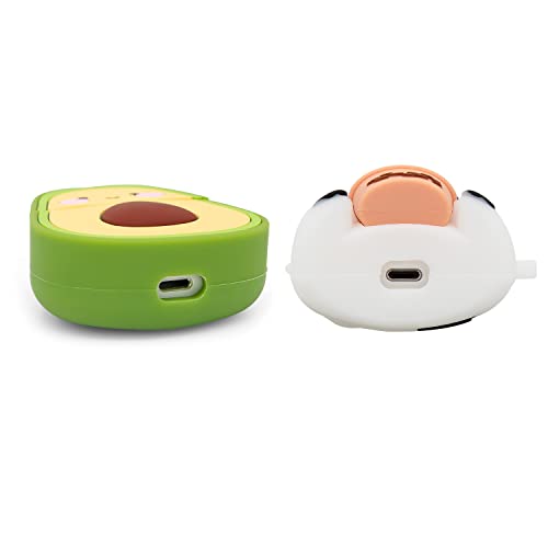 Mouzor 2 Pack Cute Avocado Airpods Case, Boba Tea Cow Airpods 2 Case, Funny 3D Cartoon Soft Silicone Full Protection Charging Cases Cover With Carabiner For Airpods 1St Generation, 2Nd Generation #TOP4