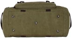 Fur Jaden 40L Canvas Weekender Travel Duffle Cabin Bag with Detachable Shoulder Strap, Water Resistant (Olive)