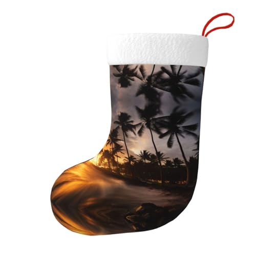 LEVNDIEJ Medias de Navidad a granel con estampado de árboles de coco para chimenea, decoraciones de Navidad, decoración de fiesta familiar