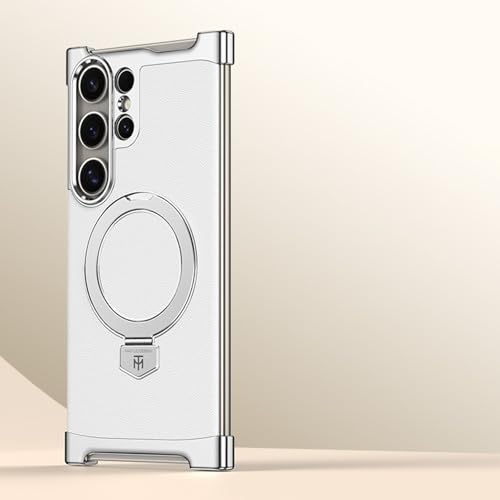 Étui Samsung Galaxy S25 Ultra argenté protection cuir aimantée pour support