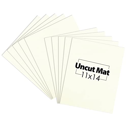 Mat Board Center, 11x14 Ivory Color Uncut Photo Mat Boards, 4-Ply Thick Matboards for Frames, Prints, Photos (10 Pack)