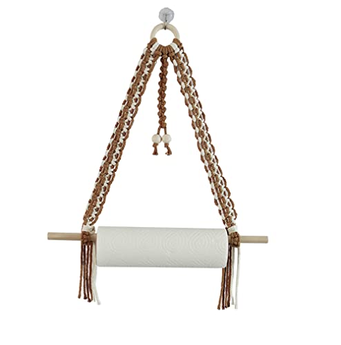 Simelecor Brown Boho Paper Towel Holder Macrame for Kitchen Bathroom Decor