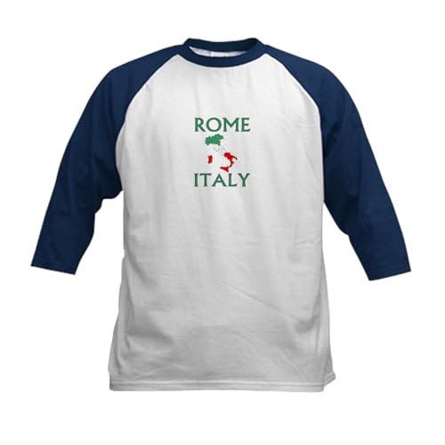 CafePress Rome, Italy Kids Baseball Jersey Kids Cotton Baseball Jersey, 3/4 Raglan Sleeve Shirt Navy/White