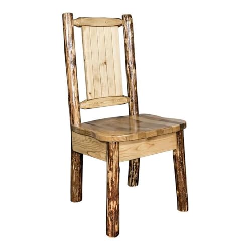 Montana Wooodworks Glacier Country Collection Side Dining Chair with Laser Engraved Moose Design