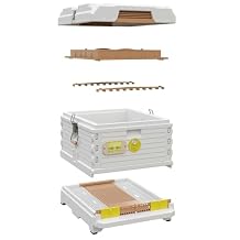 Apimaye Ergo Insulated 10 Frame Bee Hive Set with New Dual Feeder! [NO Frames Included] White Body Yellow Entrance, Single