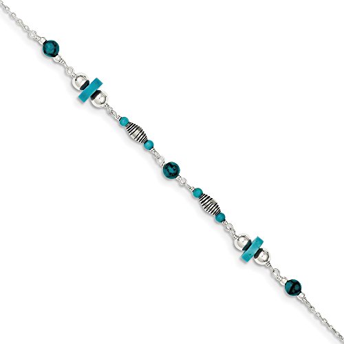 925 Sterling Silver Blue Turquoise Beaded Anklet Ankle Beach Chain Bracelet Fine Jewelry For Women Gifts For Her