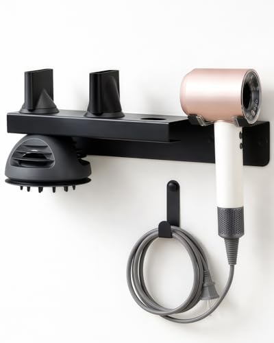Bowyune Dyson Föhn Halterung Föhn Halterung Ohne Bohren für Dyson Haartrocknerhalter Ohne Bohren aus Edelstahl mit Magnetischer Wandmontage Schwarz für Bad Hotel Barbershop