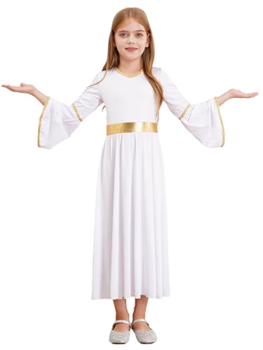 Girls Medieval Dress for Kids Renaissance Costume Long Sleeve Angel Dress Maxi Dance Gown