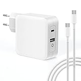 SUNYDEAL Cargador USB C 65W Compatible con Mac Book Pro 13/14/ 15/16 Pulgadas, Mac Book Air 2020/2019/ 2018, HP Lenovo DELL Acer ASUS Huawei Type C Cargador Rápido, Cable USB C a C de 2M, PD Adaptador