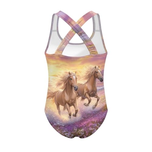 doginthehole Girls Swimsuit Size 5-14 Y Girls' Swimwear Cross Back Strap Crew Neck One Piece Bathing Suits for Beach2