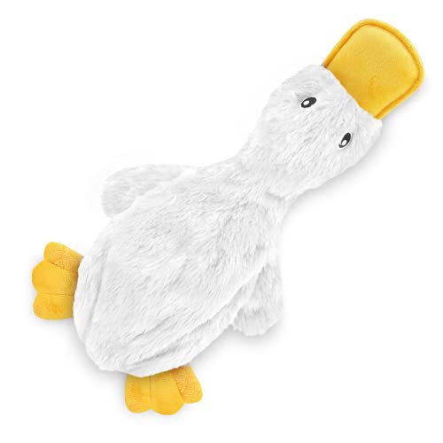 Image of Best Pet Supplies Interactive Squeaky Dog Chew Toy, Ideal Dog Toys for Chewers, Small, Medium & Large Dogs, and Fetch Lovers - Crinkle Duck (White, Yellow & Green), Large