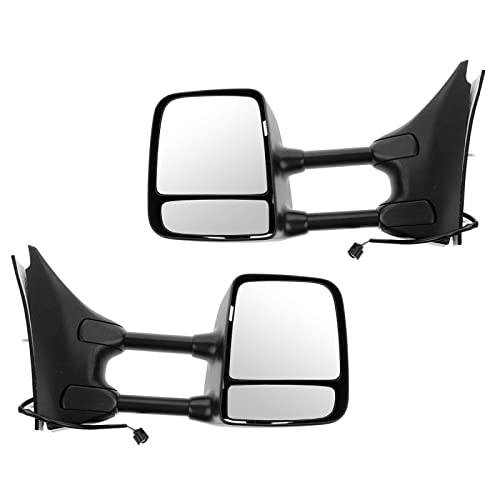 Trail Ridge Tow Mirror Power Textured Black Chrome Pair Set Compatible with Nissan Suzuki
