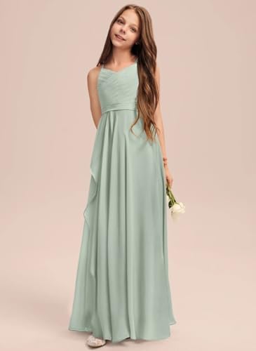 Junior Girls Bridesmaid Dresses Spaghetti Strap for Wedding Party Gowns Chiffon2