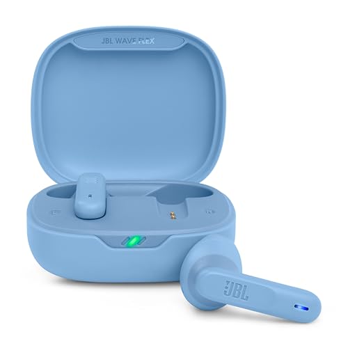 JBL Wave Flex, Auriculares inalámbricos In-Ear con Resistencia al Agua IP54 e IPX2, tecnología TalkThru y AmbientAware y 32 Horas de duración de la batería, en Azul
