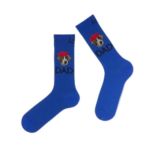 ACHILE - Mi-chaussettes en coton motif chien Fabrication française - couleur - Bleu roy - Pointure - 39-46