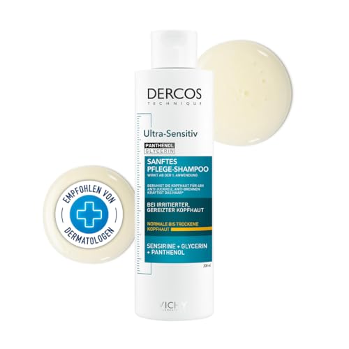 Vichy Dercos Ultra-Sensitiv Shampoo, Intensiv beruhigendes Shampoo für trockenes Haar und empfindliche Kopfhaut, Bei Irritationen und Reizungen, Für trockene Kopfhaut, 200 ml