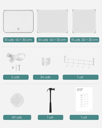 Miniatura 8 de Songmics Mueble Zapatero Plástico, 10 Compartimentos Para 40 Pares De Zapatos, Con Puertas, Estructura De Acero Y Estantes De Plástico, Armario Para Dormitorio, Blanco Nube Y Transparente Lpc035w01