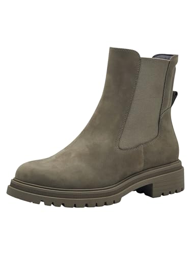 Tamaris Botines Chelsea para Mujer, Piel, Cómodos, Salvia, 39 EU