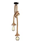 Vecys Vintage Loft Chandelier - Hemp Rope and Bamboo Pendant Lamp, 80CM