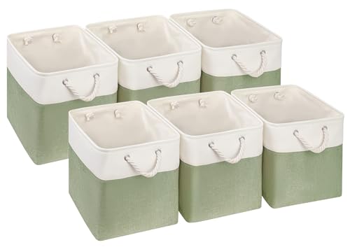 SOCOHOME Lot de 6 boîtes de rangement cubiques en tissu pour jouets, chambre d'enfant, placard, 25 x 25 x 25 cm (vert/blanc)